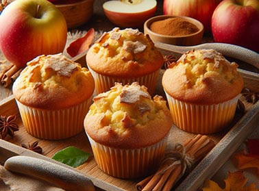 Varios muffins de manzana con manzanas alrededor